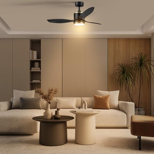 GLOBE Electric Edinburgh 48 in. Smart Ceiling Fan with LED Light, Remote Control, Whisper Quiet DC Motor, 6 Speeds, Black with Brass Accents thumbnail 2