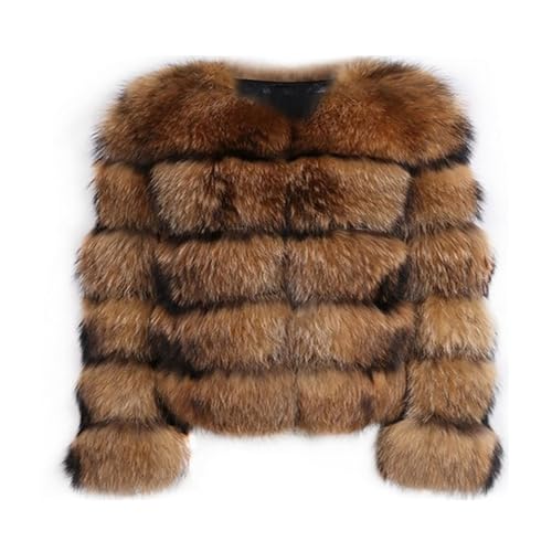 ZhuiKun Damen Kunstpelz Mantel Kurzer Faux Pelz Winterjacke Kunstfell Oberbekleidung Einfarbig Dicker Parka Wintermantel - Stil 16, S