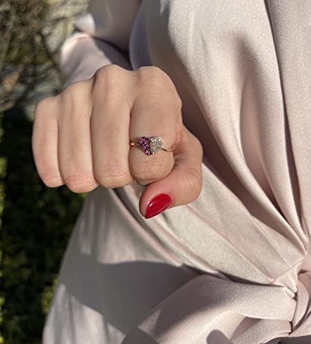 1/3 Carat Diamond and Red Ruby Heart Ring for Women in 14k White or Rose Gold cttw Promise Anniversary Ring Size 5 to 10 by LeVian2