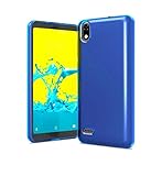 Tempered Glass + TPU Flexible Skin Protective Case Phone Cover for ZTE Avid 559 + Gift Stand (Blue)