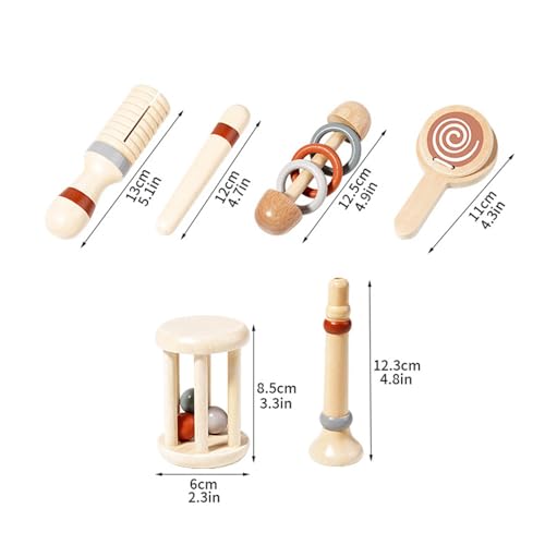 Wooden Baby Rattle Set, Wooden Hand Rattles, Educational Rattle Toys, Soothing Baby Rattle, Wooden Baby Rattle Set With Soothing Sounds And Educational Learning Toy For 12-Month-Old Babies - Image 3