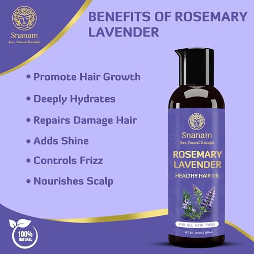 Image of Lavender Rosemary Hair Oil | 100% Pure & Natural Undiluted Cold Pressed Oil | Healthy Hair & Scalp Nourishment | 100 ml