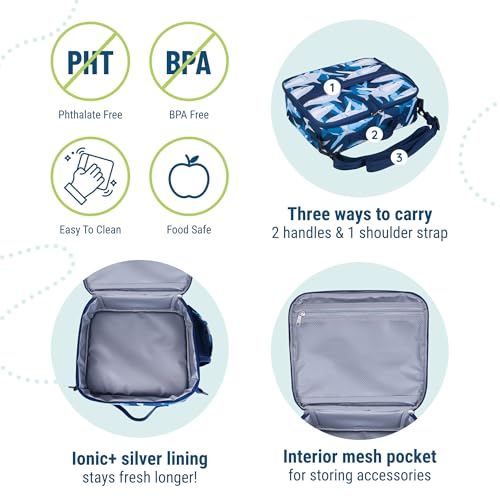 Image of Wildkin Kids ECO rPET Insulated Lunch Box - Keeps Food Hot or Cold, Easy-Clean Lining, Mesh Pockets & BPA-Free - Boys & Girls, Ideal for School, Travel & Daycare - Sharks