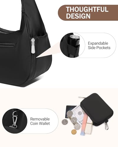 BAVERGE Nylon Crescent Bag Women Small Quilted Shoulder Purse Women's Hobo Handbag with Coin Wallet Mini Tote3