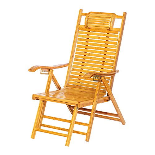 Verstellbarer Schwerkraftstuhl Tragbarer Liegestuhl Liegestuhl Faltbarer Bambus Lehnstuhl Mit Kopfstütze Und Fußstütze Liege Klappbar Sonnenliege
