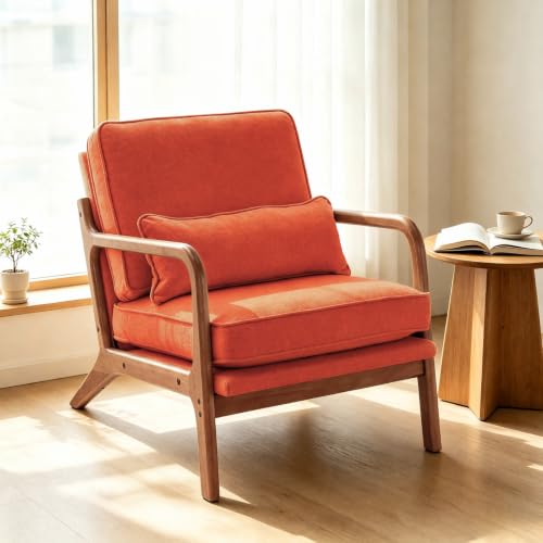 Karl home Mid-Century Modern Accent Reading Chair, Burnt Orange