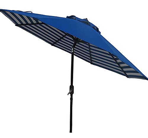 Bayside21 9 Ft Patio Umbrella Replacement Market Table Outdoor Umbrella Canopy Umbrella Top Only Fit For 9 Feet 8 Ribs (Blue & Royal Blue White Stripe) #TOP5