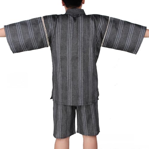 Fendawn Strive Classical Japanese Style Pajamas, Vintage Cotton Bathrobe Kimono Pajamas Men's Casual Clothes Thin Breathable, Style F84