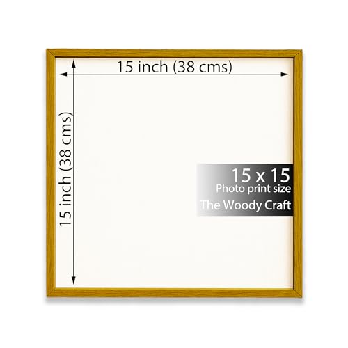 Image of Square Frame 15x15 Inch | Yellow Photo Frame For Wall | Smart Wall Frame | Wooden Photo Frame Crafted For Style | Rustic Big Photo Frames For Wall | Ideal Empty Frames For Wall Decor