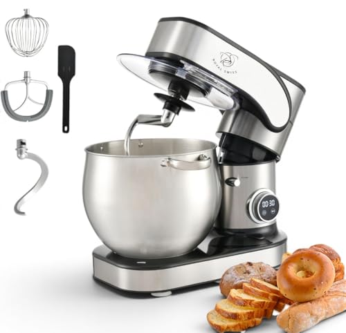 Royal Swiss® Robot Pâtissier – 2000 W | Mélange Planétaire | Écran LED Tactile | 12 Vitesses + Minuterie | Bol Inox XXL | Accessoires Inclus (Fouet,...