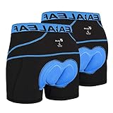 BALEAF Men's Bike Cycling Underwear Shorts 3D Padded Bicycle MTB Liner Shorts 2 Pack (Blue, L)