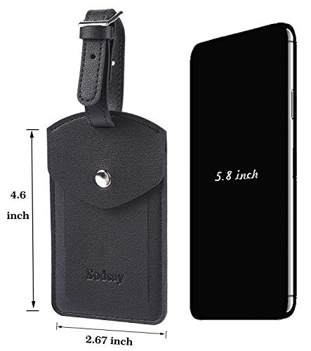 Sodsay Leather 2 Luggage Tag Baggage Bag Travel Tags With Privacy Flap (Arya Black) #TOP1