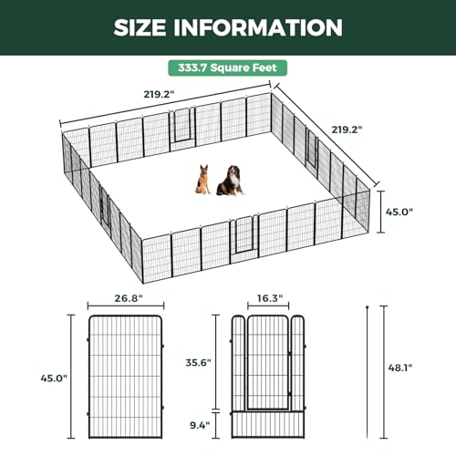 Image of FXW Rollick Unleashed Dog Playpen for Indoor, Yard, RV Camping, 45 inch 32 Panels for Large Dogs, Black│Patented
