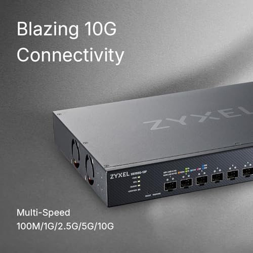 Image of Zyxel 12 Port Network Switch | Layer 3 Smart Managed Ethernet Splitter | 2X Multi Gigabit 10G RJ-45 + 10x 10GbE SFP+ | Switching Capacity 240Gbps | Rack Mount Kit Incl. | TAA Compliant | XS1935-12F