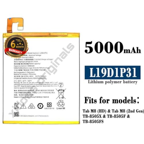 Image of L19D1P31 Battery for Lenovo L19D1P31 Tab M8 (2nd Gen) HD Wi-Fi / 4G ZA5H0132IN / TB-8505X / ZA5H0151IN (5100mAh) Battery with 6 Month Replacement Warranty******* (O95)