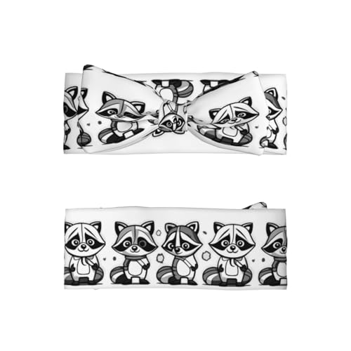 Cartoon raccoon Picture Baby Bow Headband Super Stretchy Soft Bows Hair Accessories for Newborn Infants Toddlers Kids Girls2