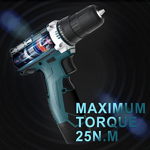 Oox 12V Cordless Drill Driver Set, 12V Power Drill With 2 Lithium-Ion Batteries, 3/8 Inches Keyless Chuck, Electric Drill With 2-Variable Speed Switch Led Drill, Cleaning Brush And 50Pcs Drill Bits #TOP4