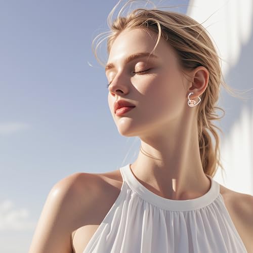 LES OSEWA Dog Animal Earrings Sterling Silver Animal Heart Hoop Dangle Earrings Cute Jewelry Gifts for Women4