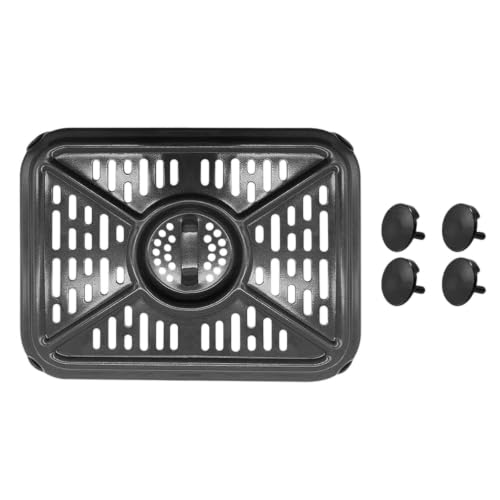 Generisch DualZone Poêle de rechange pour friteuse à air chaud à 2 tiroirs - Passe au lave-vaisselle - Accessoires avec construction en acier au carbone (noir, 20 x 16 cm)