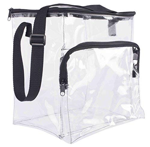 Bags For Less Large Clear Lunch Bag Stadium Security Approved With Adjustable Strap And Front Zippered Pocket, Water Resistant #TOP1