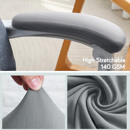 Image of HOKIPO 'SereneSolids' 140 GSM Armrest Covers for Office Chair (Elastic Style), 1 Pair, Smokey Grey (AR-5933-SGRY)