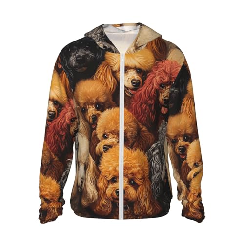 UPF 50+ Sun Protection Hoodie Long Sleeve Poodles Dogs Sun Shirt Rash Guard Fishing Shirts for Men
