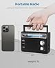 PRUNUS Portable Radio AM FM, Transistor Radio Battery Operated and Plug in Wall,Loud Speaker Support AUX in and Micphone in, Small Radios Portable AM FM J-136