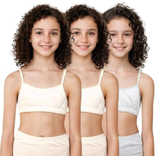 Image of ADIRA | Beginners Bra for Girls 13-14 Years | Flat Padding for Nipple Coverage | Comfortable Strecthy Cotton | Comfy-Breathable Beginners Bra & Super Soft Material | Pack of 3