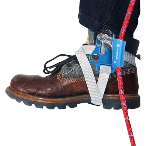 NewDoar Right Foot Ascender Riser Rock Climbing Tree Arborist Mountaineering Rappelling Quick Step Equipment CE Certified Climbing Device for 8~13MM Rope(Right Blue) Cover