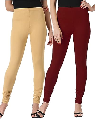 Image of Ultra Soft Cotton Slim fit Solid Color Attractive Casul wear Leggings for Womens - Pack of 2 pcs