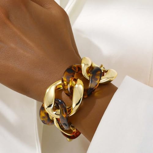 Chunky Gold Bracelet Cuban Link Chain for Women Punk Chunky Chain Bracelets Statement Dainty Gold Bracelet for Women Trendy 20252