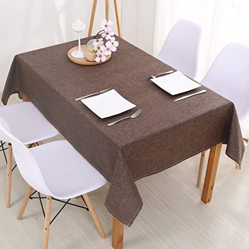 Nappe en lin chocolat 130x180 cm imperméable et anti-tache pour table rectangle - 2