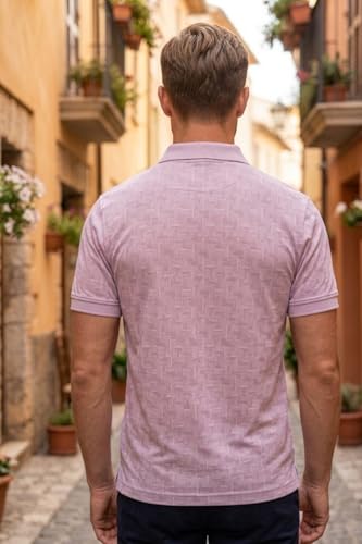 Image of Louis Philippe Men's Slim Fit Cotton Pique Polo Tshirt with Stretch and All Over Print