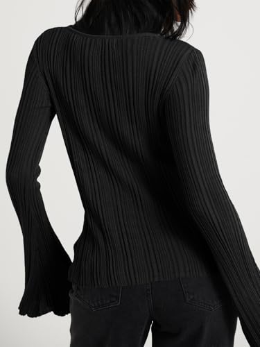 Image of Cicy Bell Womens Bell Long Sleeve Tops Going Out Knitted Fall Pullover Lightweight Sweater Shirts