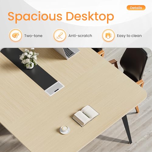 image for Furmax 8FT Conference Table, 94.48” Meeting Seminar Table with Cable