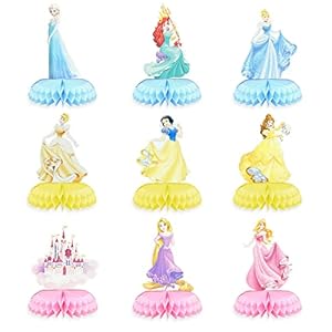 BLLREMIPSUR 9 Stuks Leuke Prinses Honingraat Centerpiece, Prinses Thema Verjaardagsfeest Decoraties Kids…