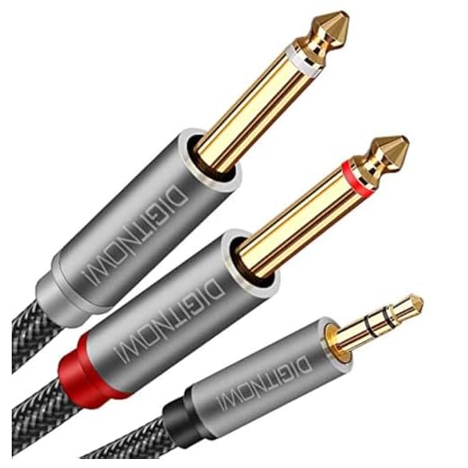 DIGITNOW 3.5mm 1/8" TRS to Dual 6.35mm 1/4" TS Mono Stereo Y-Cable Splitter Cord for Smartphone, Computer, CD Player, Speakers and Home Systems Amplifier, 3.3Ft