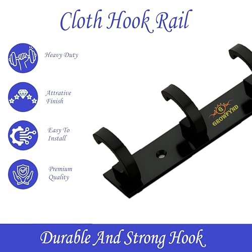 Image of Heavy Duty C Type Stainless Steel Cloth Hanger Suitable for Bathroom Bedroom Kitchen Wall Hook Rail Hanging Scarf Coat Keys Tie, Towel Door Robe (6 Pin Black, Pack of 4)