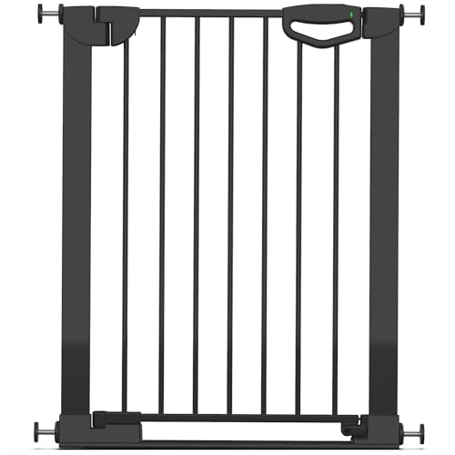 Geuther Türschutzgitter Easylock Flatstep Schwarz I Treppenschutzgitter zum Klemmen oder Bohren I Breite 69-76 cm I Türschutz für Ihr Baby & Haustier I Kinderschutzgitter beidseitig öffnend