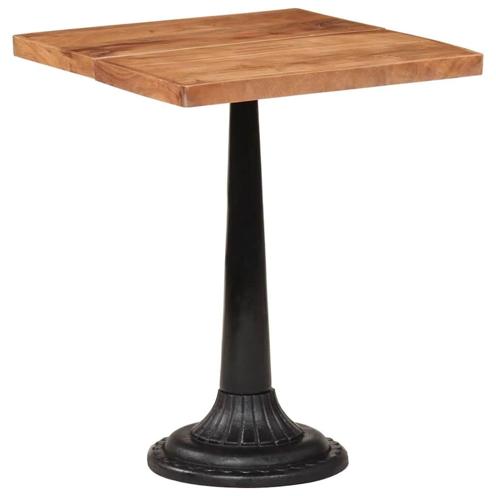 Tavolo da bistrot in legno massiccio di acacia, 60 x 60 x 76 cm, con struttura in ghisa, tavolo da pranzo, tavolo da cucina, tavolo da pranzo, design vintage moderno per famiglia e ospiti