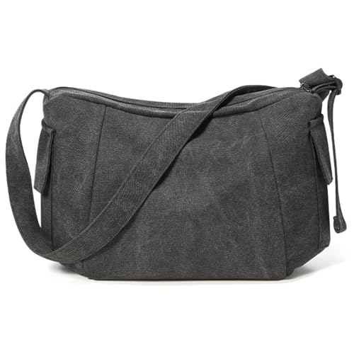 VENATIN Umhängetasche Damen Herren,Verstellbare Crossbody Schultertasche, Messenger Bag,Vintage Canvas Crossbody Bag,Schwarz