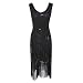 Blue98 Vestidos de Lentejuelas para Mujer Vestido de Fiesta con Cuentas Vintage Disfraz de Flecos Largos
