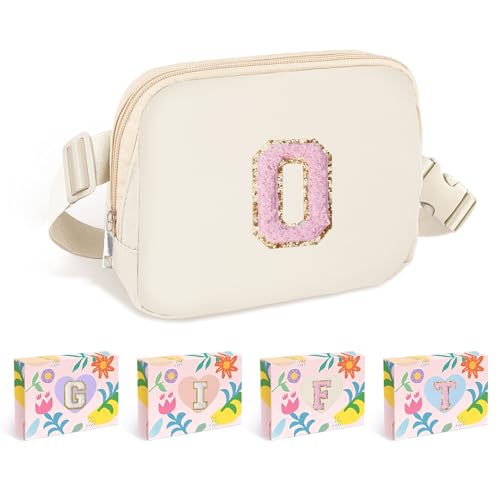 Image of COSHAYSOO Ivory Fanny Pack for Girls Purse Crossbody Belt Bag with Initials, Personalized 6 7 8 9 10 11 12 Year Old Teen Girl Birthday Gift Ideas Christmas Gifts Preteen Tween Trendy Stuff Letter O