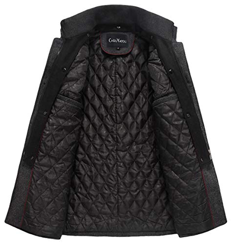 chouyatou Men's Winter Stylish Wool Blend Single Breasted Military Peacoat3