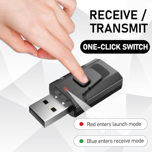 USB Bluetooth Sender Audio TV Adapter, 2-in-1 Bluetooth Sender Empfänger mit Klinke 3,5 für TV/PC/Auto/Lautsprecher/Kopfhörer/Heimstereo
