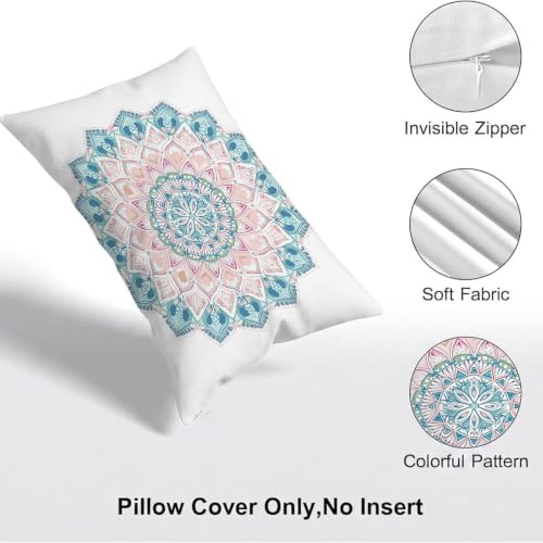 Coussin decoratif 50x70 lot de 2 velours mandala avec fermeture eclair cachee chic - 7