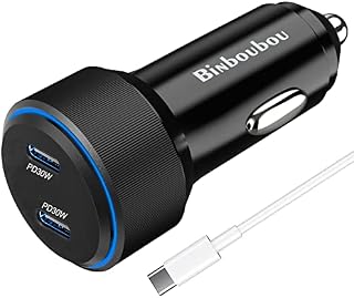 60W Dual USB C Car Charger Adapter  PPS/PD 33W/30W/25W Type C Fast Car Charger with Cable Compatible with iPhone 14/13/13Pro/13Mini/12/11/X/XR/XS Max