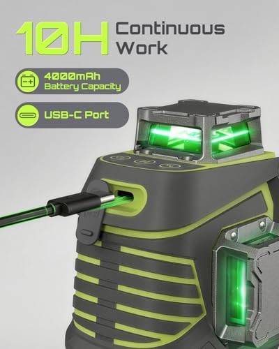 Image of LASGOO 3DX-C Green Laser Level with LCD Screen, Remote & Stand