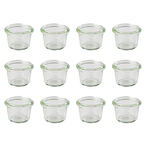 APS 82359 Original 12er Set WECK Gläser 35 ml, 5 cm, H: 3,5 cm, Sturzform ohne Deckel, Einmachglas, Dekoglas, Dessertglas, Vorratsglas, spülmaschinengeeignet, Transparent
