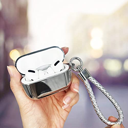 Airpods Pro Case Cover Koujaon Case Compatible For Airpods Pro Soft Tpu Plated Case Shockproof Protective Cover With Keychain For Airpods Pro (Silver) #TOP5